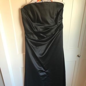 Black strapless bridesmaid dress